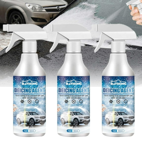 ADruer Defrosting DeIcer Spray, Car Windshield De-icer Snow Melting Spray Deicing Agent, Fast Ice Melting Spray for Lock Windshield (3pc)