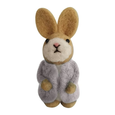 ADruer Easter Bunny Wool Felted Bunny, Easter Decorations, Bunny Stuffed Animal, Cute Handcraft Felted Animal Figurine for Spring Easter Decor Gifts Easter Egg Stuffer (Gray)