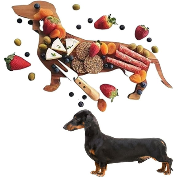 ADruer Funny Dachshund Charcuterie Board, 15.7 Inch Wooden Cheese Boards Appetizer Serving Food Tray,Decorative Food Plates for Fruit Snack Cake, Party Wedding Christmas Decor, Dachshund Lovers Gifts