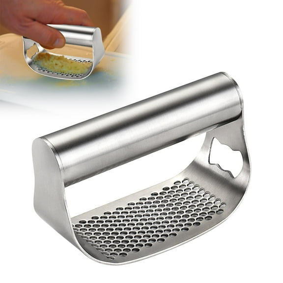 ADruer Garlic Press Stainless Steel Garlic Press Rocker 2024 New Garlic Mincer Garlic Crusher Garlic Chopper, Comfortable Grip Garlic Crusher for Smash Garlic Kitchen Tools (Silver)