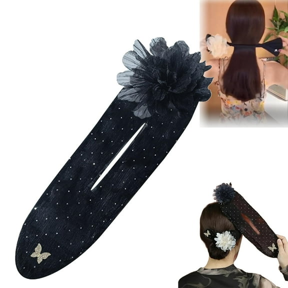 ADruer Hair Bun Maker French Embroidered Flower Hair Bows, Hair Bun Maker Deft Bun for Hair Twister, Hair Clip Ball, Flower Hair Bun Roller for Long Thick Hair Accessories for Women Girls (#6)