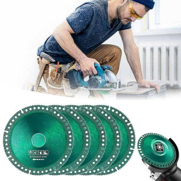 ADruer Indestructible Disc for Grinder, 4inch Composite Multifunctional Circular Cutting Saw Blade Metal Disk Cut Off Wheels for Smooth Cutting, Grinding of Glass, Jade, Crystal, Wine Bottles (5)