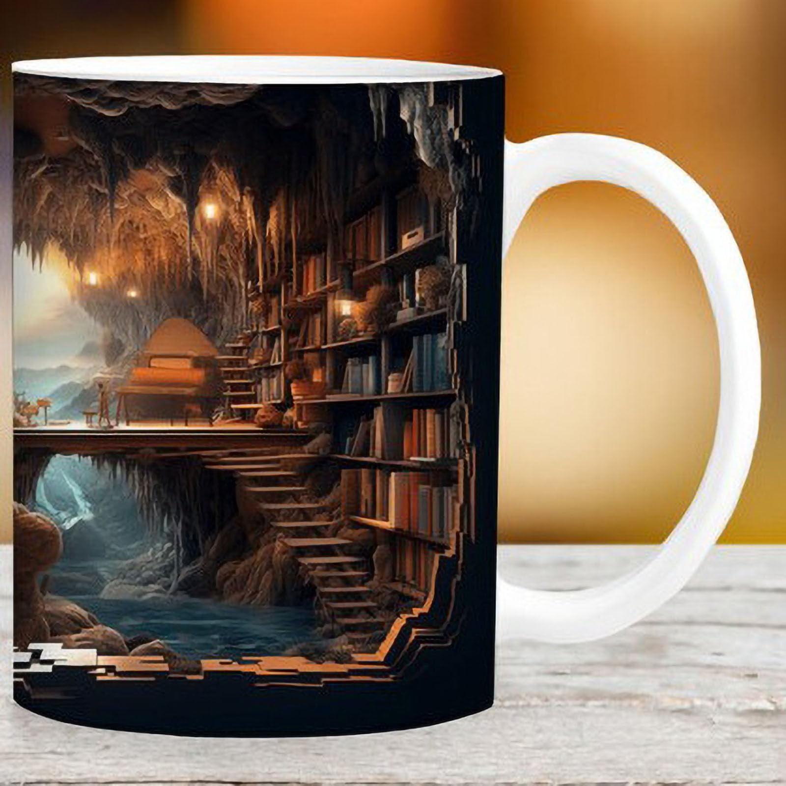 ADruer Library Bookshelf Mugs for Readers, Bookworm Mug Book Club ...