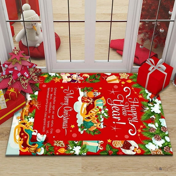 ADruer Merry Christmas Door Mat Outdoor Funny Welcome Mats for Front Door, Non-Slip PVC Christmas Entrance Doormat for Seasonal Holiday Decoration, 36x24in (#4)