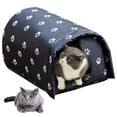 thumbnail image 1 of ADruer Outdoor Cat House, Winter Feral Cat Shelter Waterproof Warm Cat Cave for Wild Animal Tent Bed Anti-Slip Kitten Cave for Small Cat Dog Puppy Weatherproof (Black, M), 1 of 7