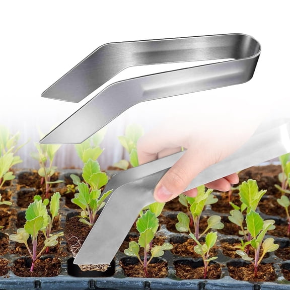 ADruer Seedling Transplant Tongs, Seedling Remove Transplant Pliers, Stainless Steel Gardening Seed Planting Tool Transplanter Tongs to Reduce Damage to Roots (1, 8.7in)