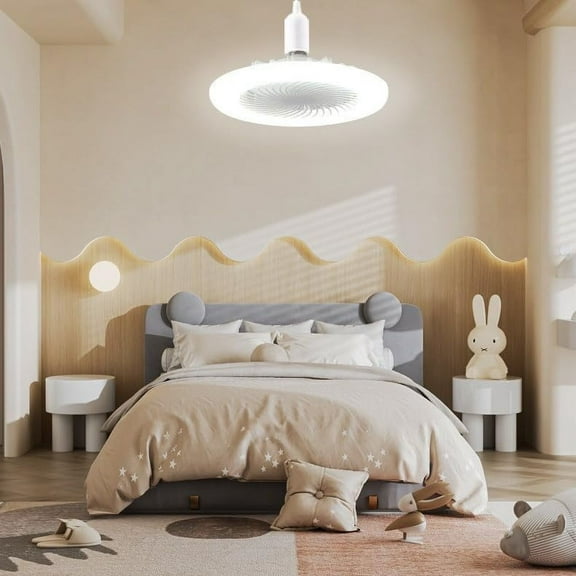 ADruer Socket Ceiling Fans with Lights and Remote, 10" Light Bulb Screw in Ceiling Fan, 3 Speeds, Powerful Airflow Quiet Mini Fan Light for Bathroom/Bedroom/Living Room/Garage/Kitchen