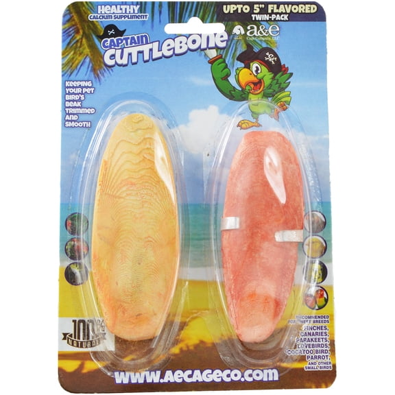 AE Cage Company Captain Cuttlebone Flavored Cuttlebone [Bird Cuttlebones, Bird Supplies] 12 count (6 x 2 ct)