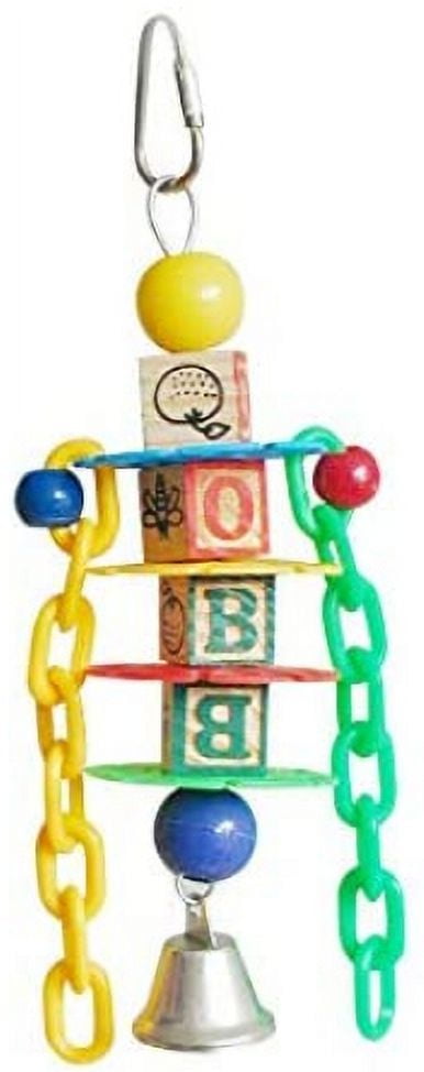 AE Cage Company Happy Beaks Petite Learning Blocks Assorted Bird Toy [Bird Chew Toys, Bird Interactive Toys, Bird Supplies] 4 count