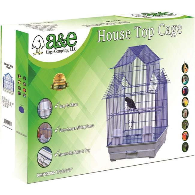 Purple House Top Bird Cage with Wooden Perches 18"x18"x27"