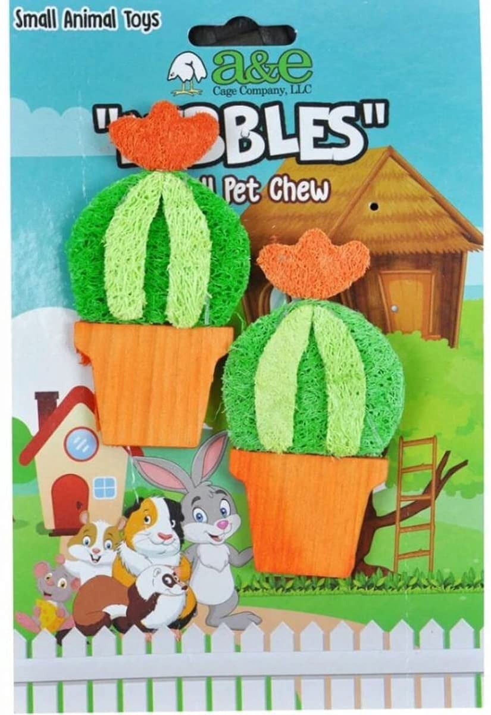 AE Cage Company Nibbles Barrel Cactus Loofah Chew Toy with Wood [Small Pet Chew Toys, Small Pet Supplies] 18 count (9 x 2 ct)