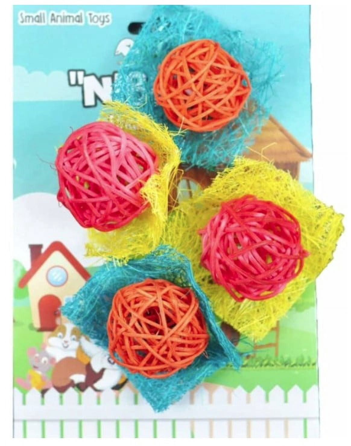 AE Cage Company Nibbles Bon Bon Loofah Chew Toys Assorted Colors [Small Pet Chew Toys, Small Pet Supplies] 48 count (12 x 4 ct)