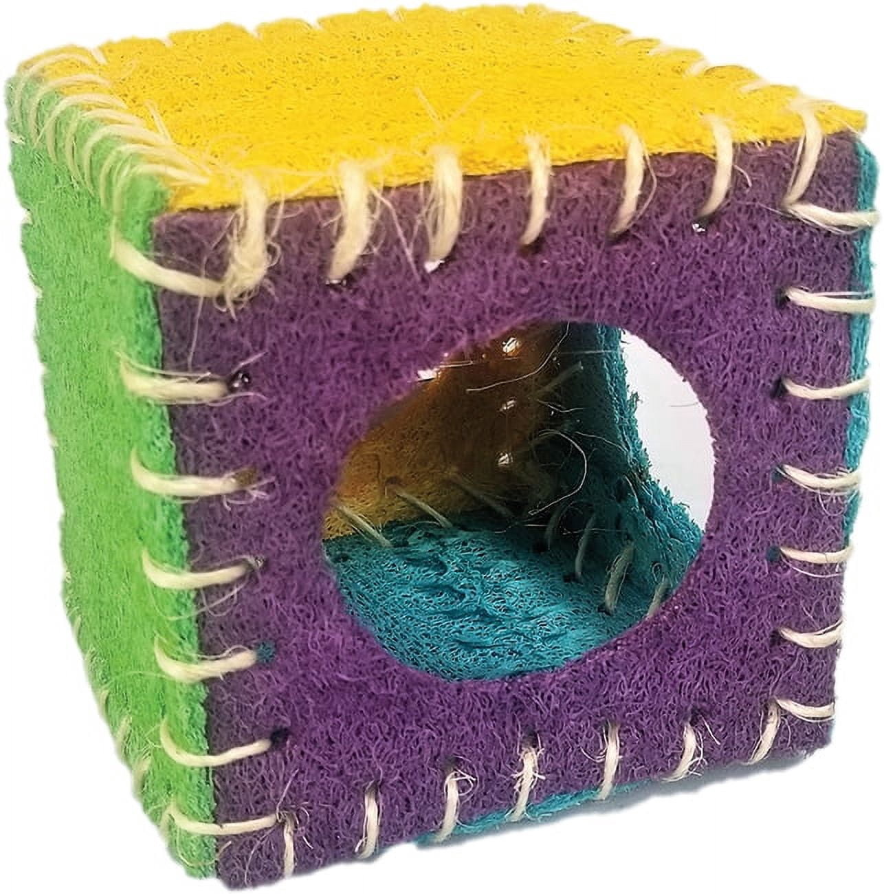 AE Cage Company Nibbles Loofah Cube House [Small Pet Chew Toys, Small Pet Supplies] 6 count