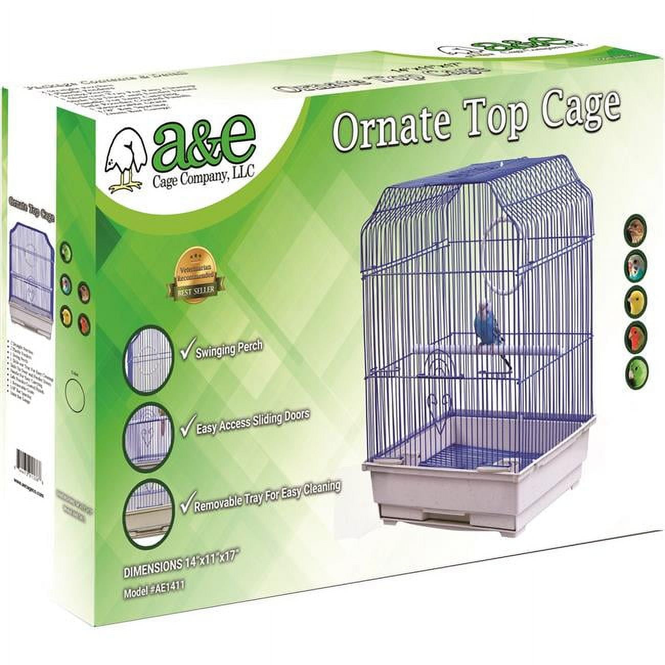 AE Cage Company Ornate Top Bird Cage 14"x11"x17" Black