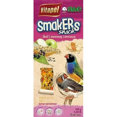 Ae Cage Company Finch Fruit Treat Sticks: Natural 3-Layer Smakers Snack for Ornamental Birds and Parrots