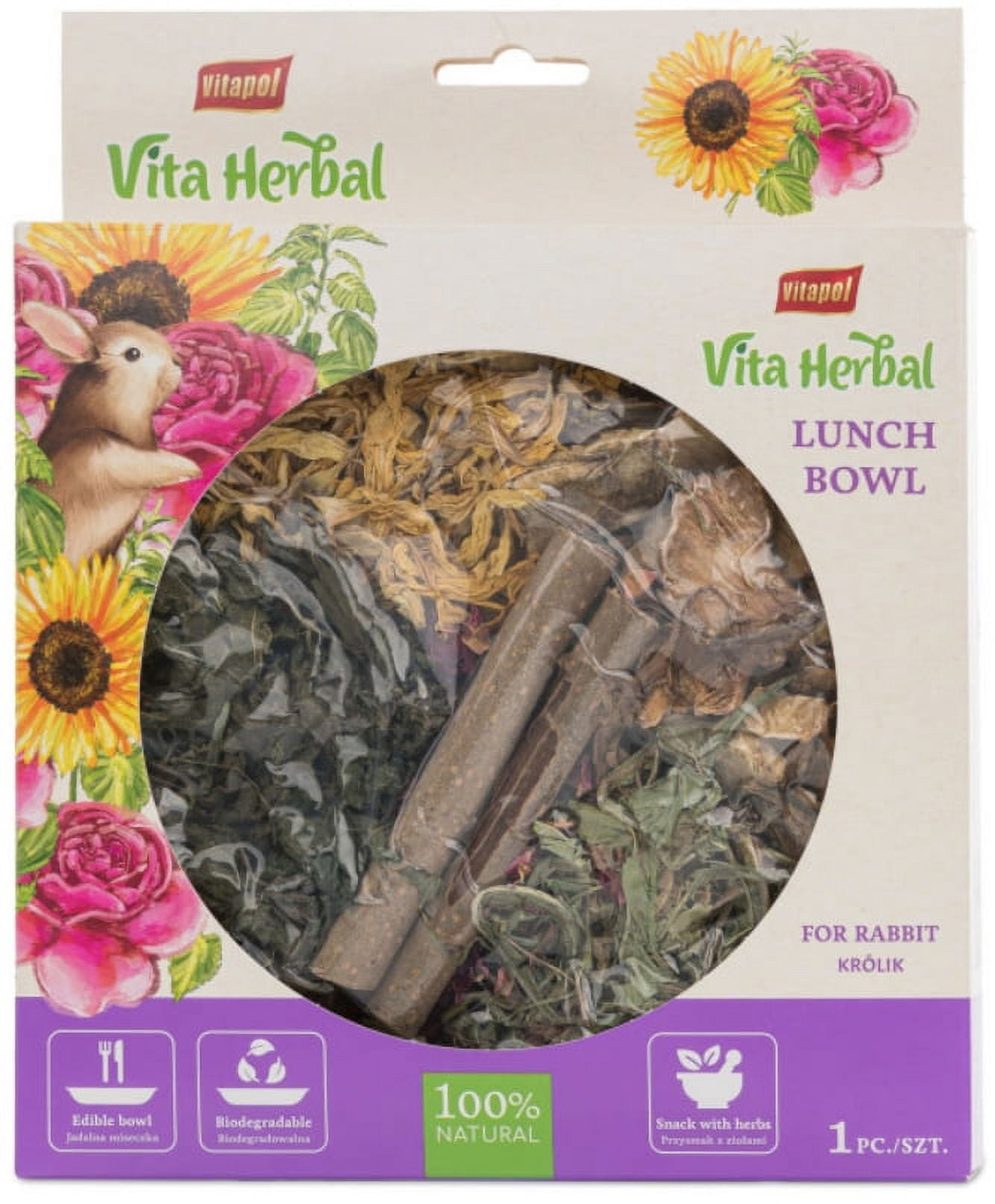 AE Cage Company Vita Herbal Edible Lunch Bowl for Small Animals [Small Pet Guinea Pig Treats, Small Pet Rabbit Treats, New Small Pet Supplies, Small Pet Supplies] 1 count