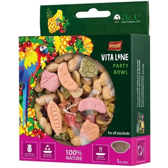 AE Cage Company Vita Line Herbal Edible Lunch Box Peanut Party Bowl [Bird Treat Sticks, New Bird Supplies, Bird Supplies] 1 count