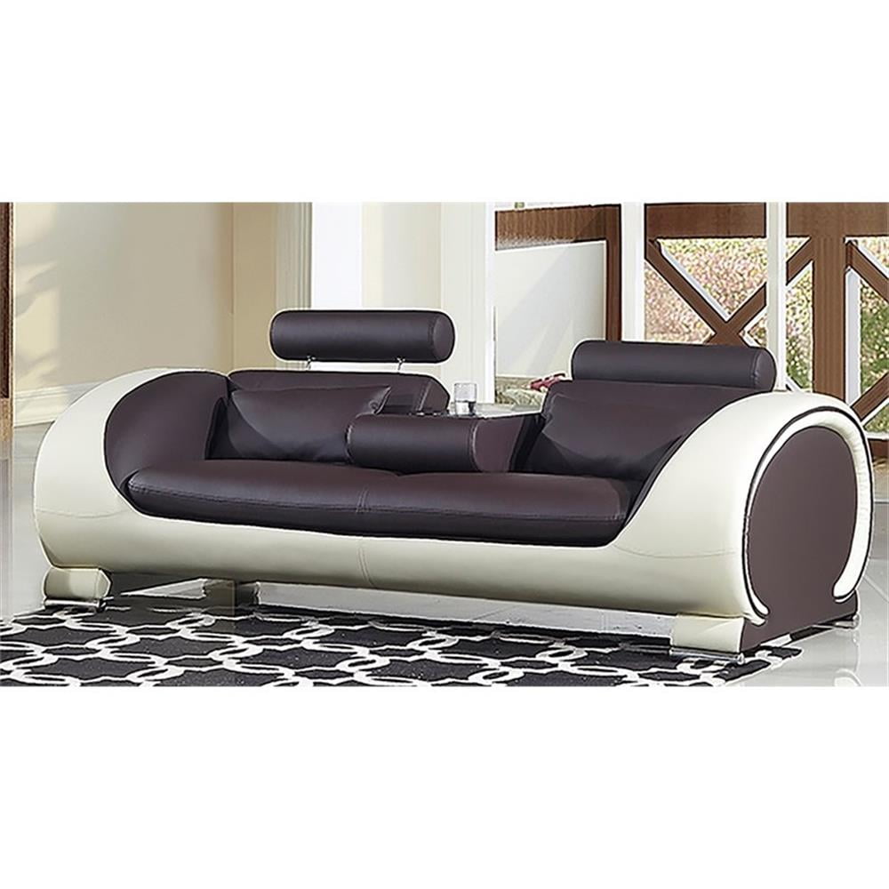 AE-D802 Dark Chocolate (Brown) and Cream Color With Faux Leather Sofa