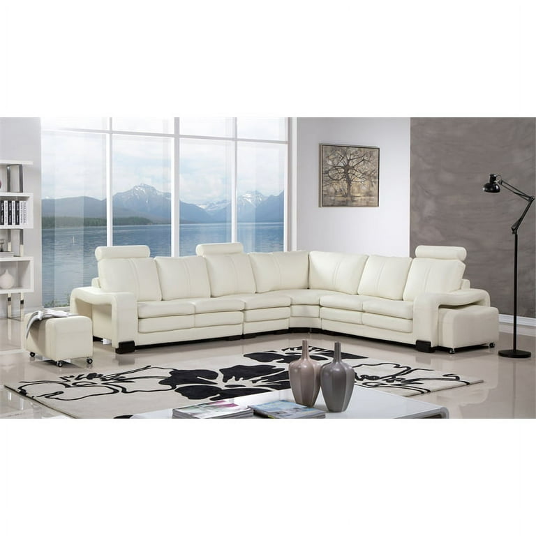 Ivory leather sectional sales with chaise