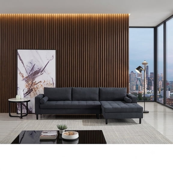 AE-LD826L Dark Gray Color With Velvet Right Facing Chaise Sectional