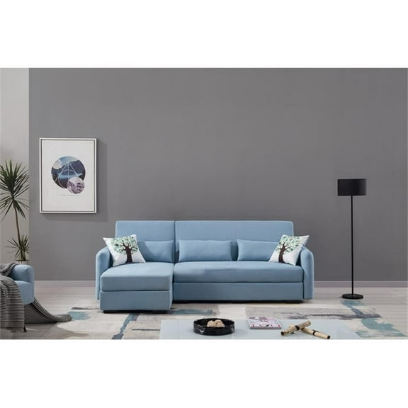 AE-LD828R Light Blue Color With Velvet Left Facing Chaise With Sectional
