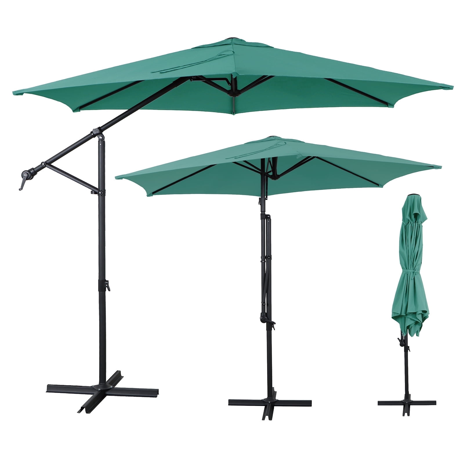 everite patio umbrella EVERITE 12 ft Offset Cantilever Patio Umbrella with Base, Outdoor Curved  Sunshade for Pool, Deck & Patio,Charcoal Gray