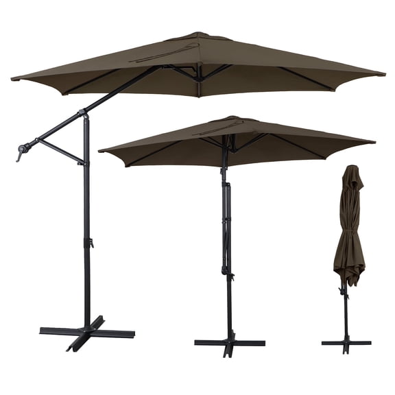 AE Outdoor 10FT Cantilever Patio Umbrella with Tilt and Crank, 2-in-1 Upright & Offset Umbrella, 360° Rotation, Double-Tier Vented Canopy, UV & Water Resistant, Heavy Duty Aluminum Pole