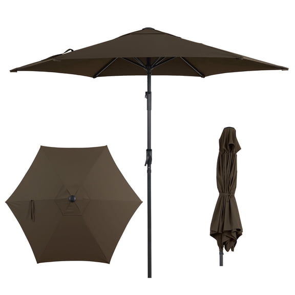 AE Outdoor 9FT Patio Umbrella Outdoor Table Umbrella with Easy Angle Adjustment & Crank Lift – Water Repellent & UV Protection Fade Resistant Canopy – Heavy Duty 6 Ribs for Wind Resistance