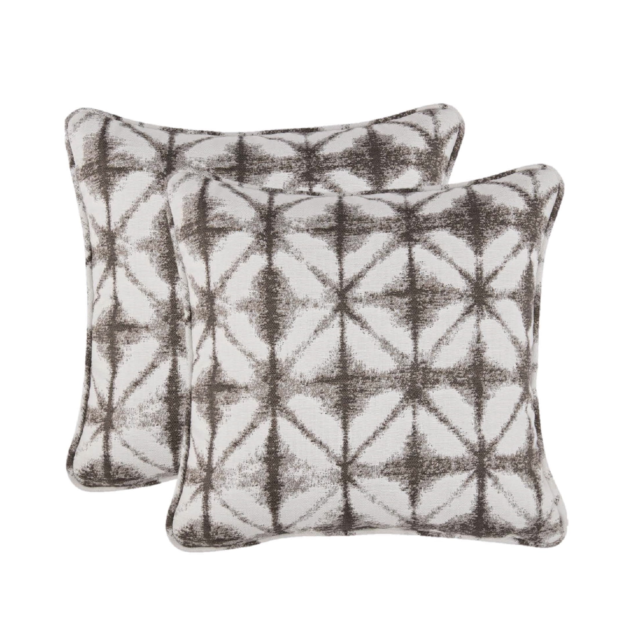 Sunbrella Brown Geometric Square Outdoor Decorative Pillow Set