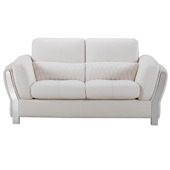 AE690 White Color With Microfiber Leather Loveseat