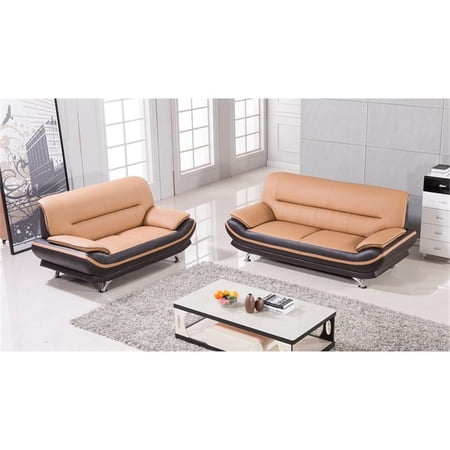 AE709 Light Brown and Dark Brown Color With Sofa with Faux Leather