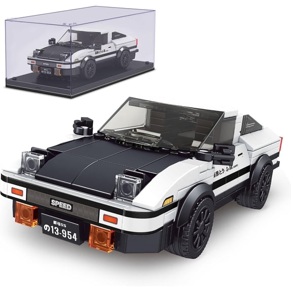 AE86 Initial D Toy Car Building Blocks Sets with Acrylic Display Case, Collectible Model 27013, Cool Simulation Cockpit Speed Racing Car(399 Pieces)
