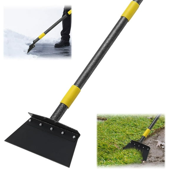 AEASKIEY Snow Ice Shovel, 60" Multifunctional Garden Flat Shovel for Cleaning, Heavy Duty Metal Weeding Scraper for Lawn Edging, Snow Ice Removal