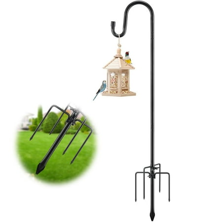 AEASKIEY Plant Hangers for Outside, 62" Shepards Hooks 5 to 7 Foot Tall with Bird, Shepards Hook for Bird Feeder