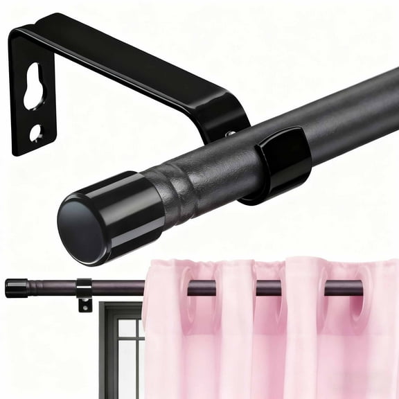 AEASKIEY 1" Black Adjustable Curtain Rod Set for Windows, 30-94 Inch, Includes Brackets, Perfect for Living Room, Bedroom, Kitchen, Bathroom