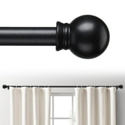 AEASKIEY Black Curtain Rods for Windows 28-64'', 5/8'' Metal Curtain Rod Set, Heavy Duty Winbdow Curtain Rod with Brackets