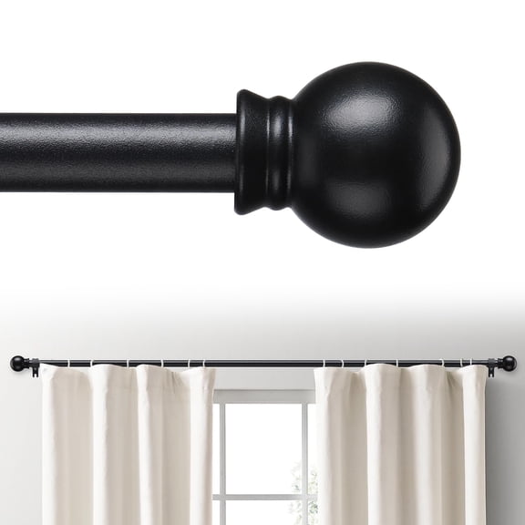 AEASKIEY Black Curtain Rods for Windows 28-64'', 5/8'' Metal Curtain Rod Set, Heavy Duty Winbdow Curtain Rod with Brackets