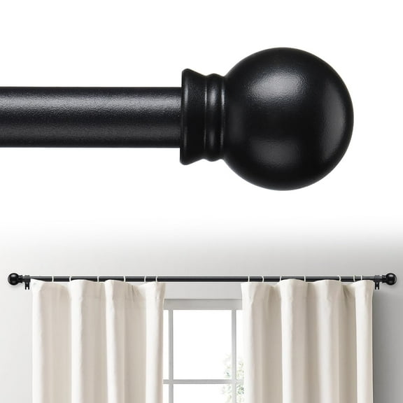 AEASKIEY Black Curtain Rods for Windows 28-93'', 5/8'' Metal Curtain Rod Set, Heavy Duty Winbdow Curtain Rod with Brackets
