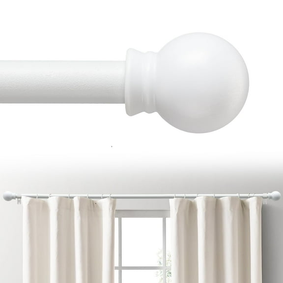 AEASKIEY White Curtain Rods for Windows 28-124'', 5/8'' Metal Curtain Rod Set, Heavy Duty Winbdow Curtain Rod with Brackets