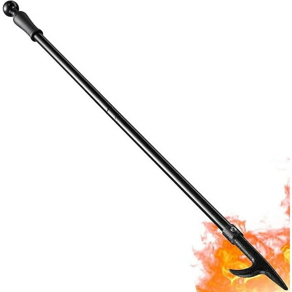 AEASKIEY Fire Pit Poker, Campfire Accessories for Fireplace, Heavy Duty Fire Pit Poker Stick 46 inch, Rust-Resistant Black