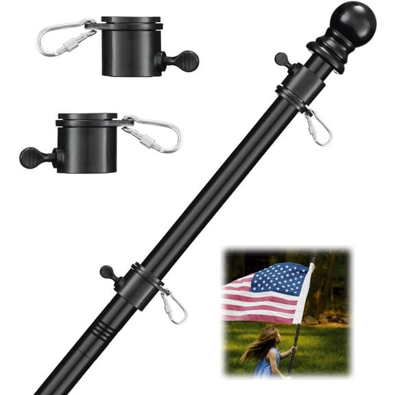 AEASKIEY Black Flagpole Tangle Free for Outside, Heavy Duty without Bracket for Outdoor, Car, 6ft