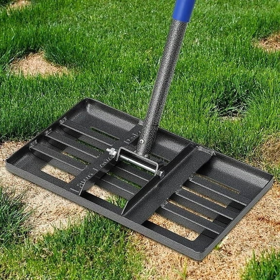 AEASKIEY Lawn Leveling Rake, 5ft Rake with 17''×10'' Rake Head, Adjustable Long Handle Lawn Leveling Rake for Yard Golf Course