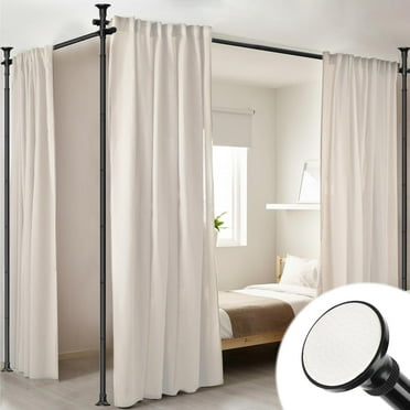AEASKIEY Room Dividers Curtain Rod, 4-10ft(H) 28-114inch(W), Adjustable Heavy Duty Floor to Ceiling Tension Rod for Room Separation, Black