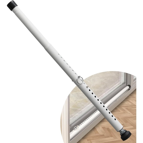 AEASKIEY Sliding Patio Door Security Bar, Heavy Duty Adjustable Door Lock Bar with Rubber Tips, 17.7-50.5 Inch Window Security Bar for Home, Apartment, Travel, Kids and Elderly, White