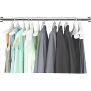 AEASKIEY Wardrobe Rail, Extendable Clothes Rail Silver 35-60cm, Heavy Duty Wardrobe Pole and Fittings for hanging clothes, Stainless Steel Clothes Hanging Pole for Bedroom