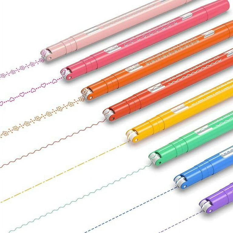 AECHY 8PCS Colored Curve Pens for Note Taking, Dual Tip Pens with 5  Different Curve Shapes & 8 Colors Fine Lines, Curve Highlighter Pen Set for  Kids Journaling Note Taking Supplies 