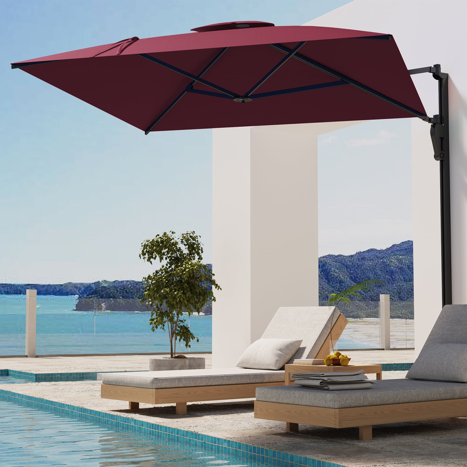 10 ft patio wall mounted umbrella TRGCJGH Wall-Mounted Parasol Sun Canopy Outdoor Garden Sunshade Outdoor Umbrella with Adjustable Pole for Garden Balcony Yard,DarkGreen-2.2m(7.2ft) : Clothing, Shoes & Jewelry or lounging by the pool Mosaic Round Patio 10 ft