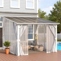 10ft x 10ft AECOJOY Wall Monuted Lean to Gazebo with Netting and Curtain