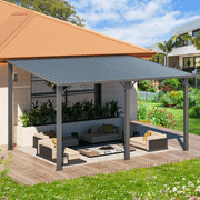AECOJOY 10' x 14' Hardtop Gazebo, Heavy Duty Outdoor Gazebo with Galvanized Steel Sloping Roof, All Weatherproof Metal Gazebo Featuring Vertical Stripes for Patio, Backyard, and Lawns