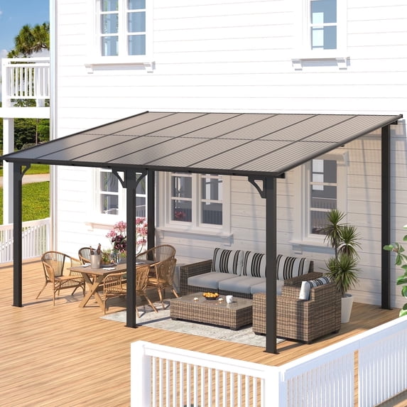 AECOJOY 10' x 14' Hardtop Gazebo Outdoor Aluminum Pergola for Garden, Patio, Backyard-Gray